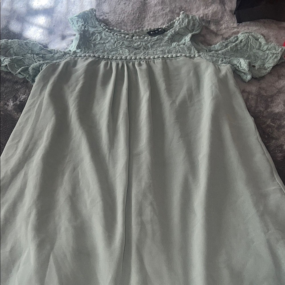 Lace Cold Shoulder Dress in sage Green